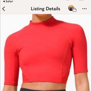 lululemon Everlux and Mesh Cropped Short Sleeve Pink Punch Size 4